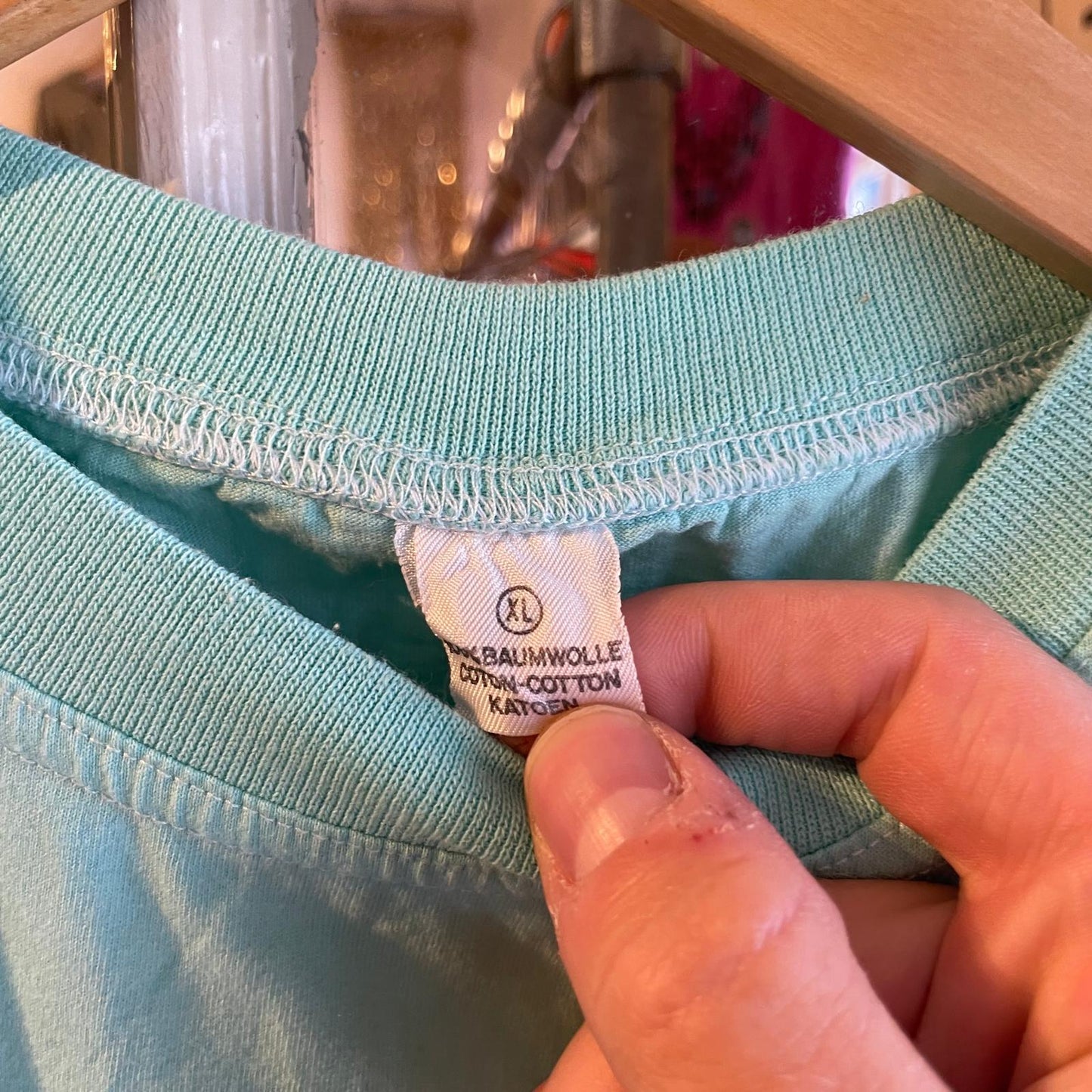 Vintage 80s/90s Turquoise Bootleg Embroidered T-shirt