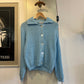 1960s Blue Knitted Blue Cardigan Jumper