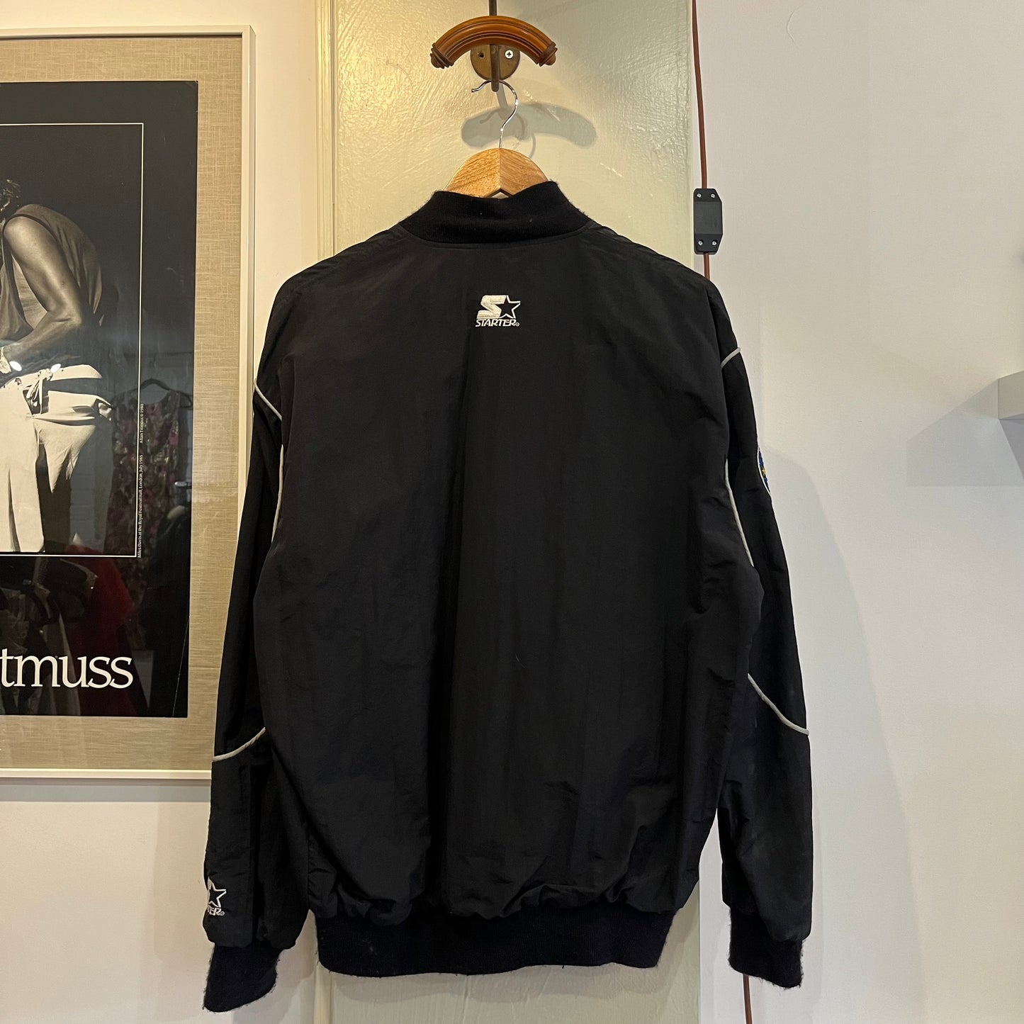 1990s Starter Black Raiders Bomber Jacket