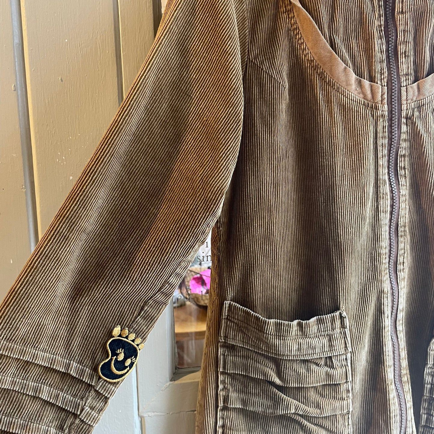 1990s Beige Corduroy Hooded Jacket