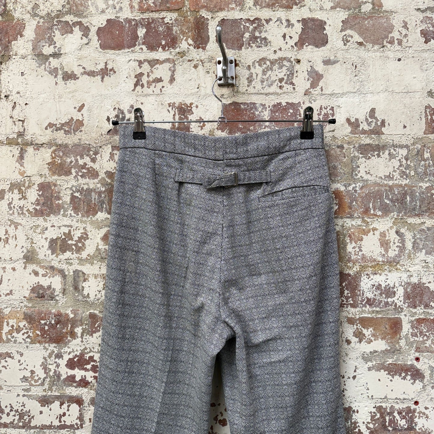Grey 1970’s Patterned Chino Flared Trousers