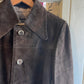 Vintage 70s Brown Suede Leather Dagger Collar Jacket Coat