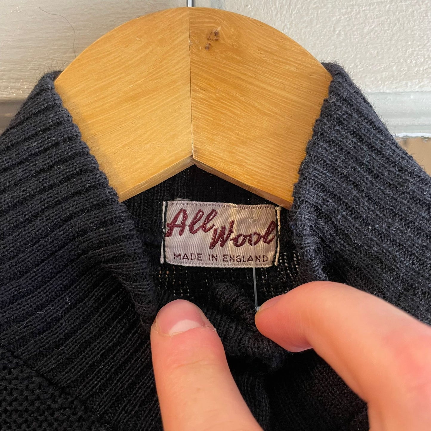 Vintage 50s/60s Black Wool British Knitted Cardigan Jumper