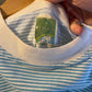 1980s Baby Blue White Striped T-shirt