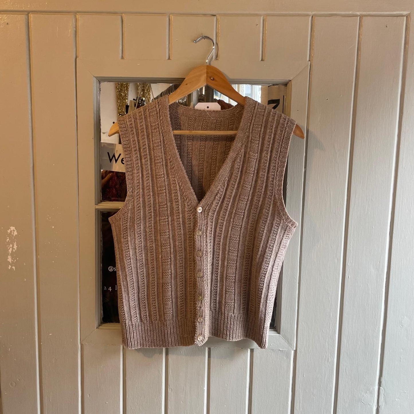 1960s Beige Wool Knitted Vest Jumper