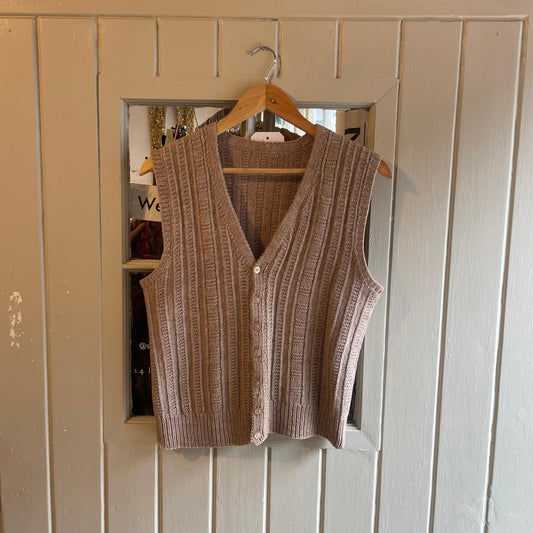 1960s Beige Wool Knitted Vest Jumper