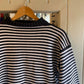 190s Black and White Striped Guernsey Cotton Jumper