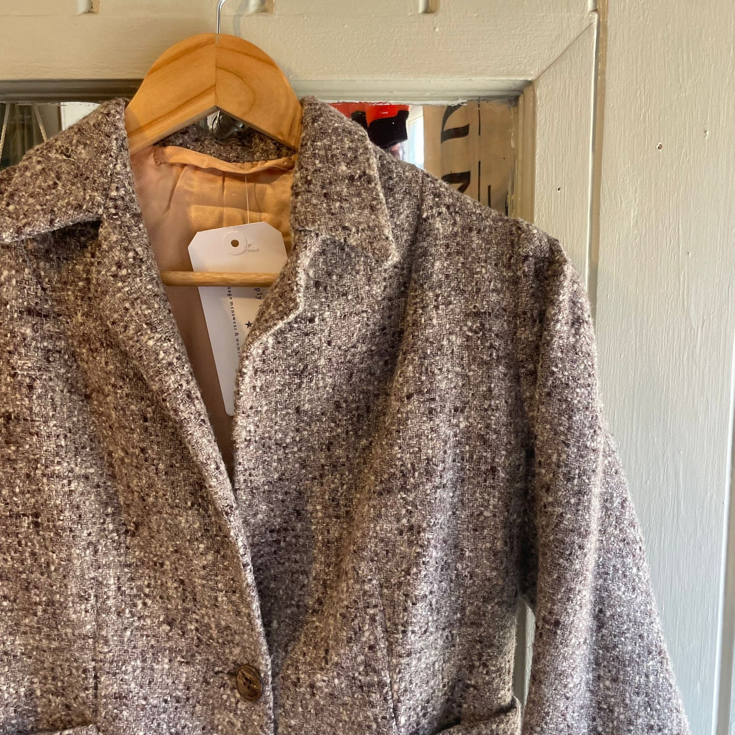 Vintage 40s/50s Brown Speck Cropped Blazer Style Tweed Jacket