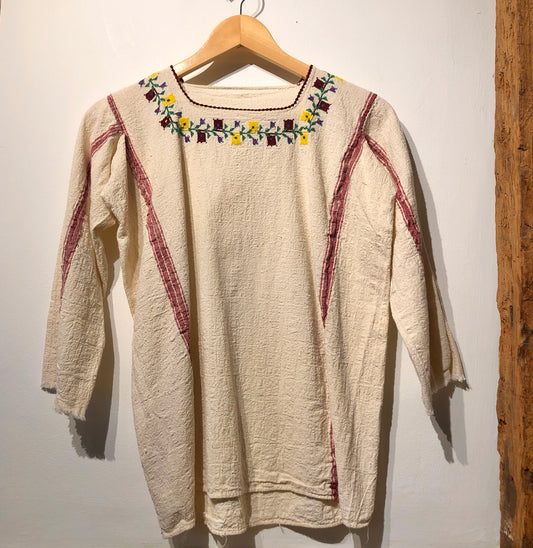1970s Handmade Embroidered Floral Blouse