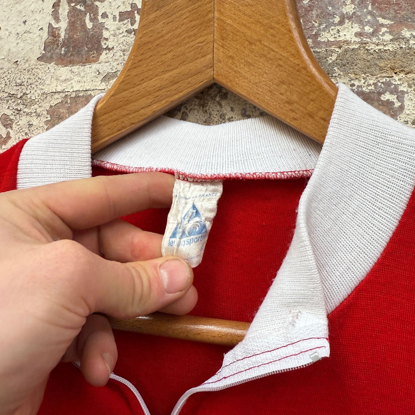 1970s Red Le Coq Sportif Cycling Zip Up Top
