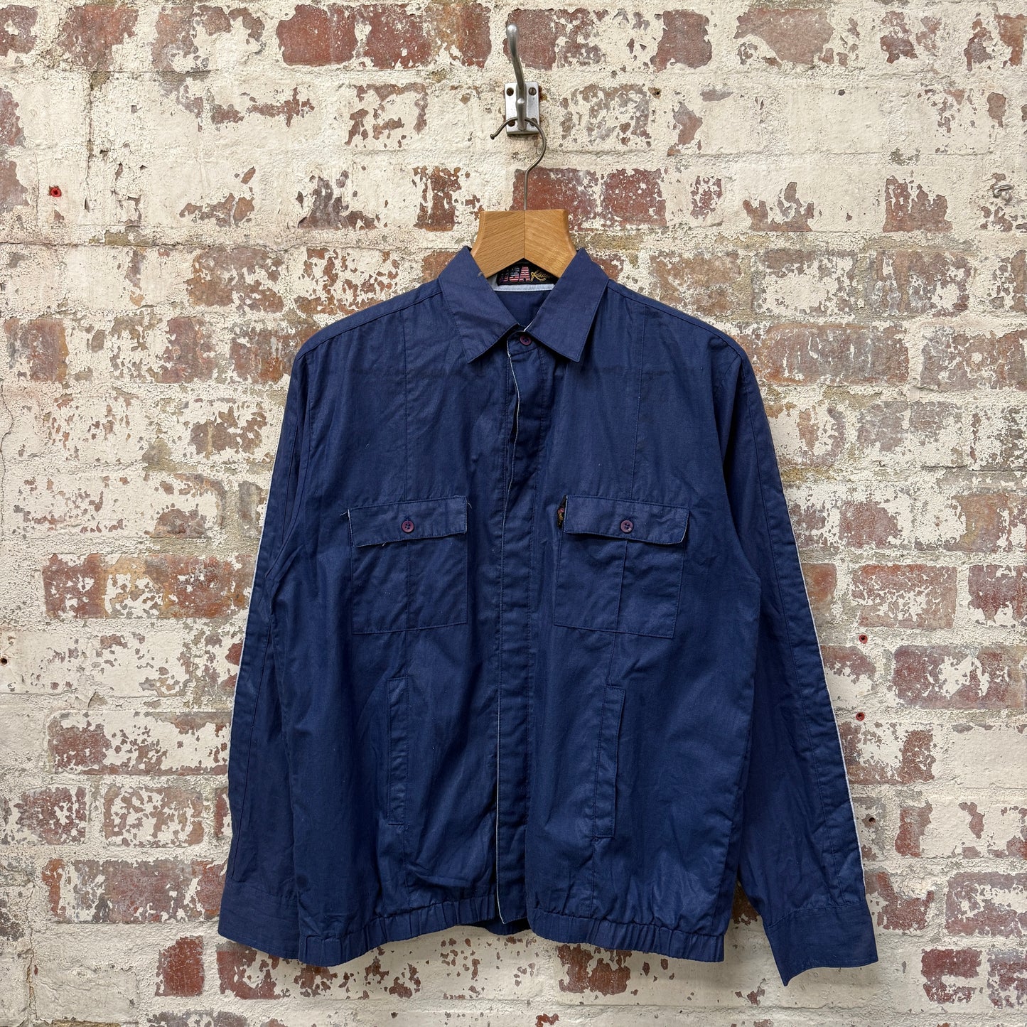 1980s Navy Button Up Shirt Jacket