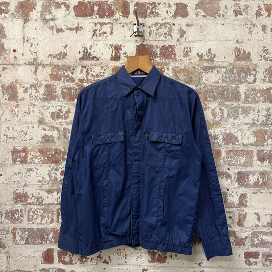 1980s Navy Button Up Shirt Jacket