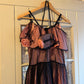 1930s 1940s Pink Netting Evening Dress with bag