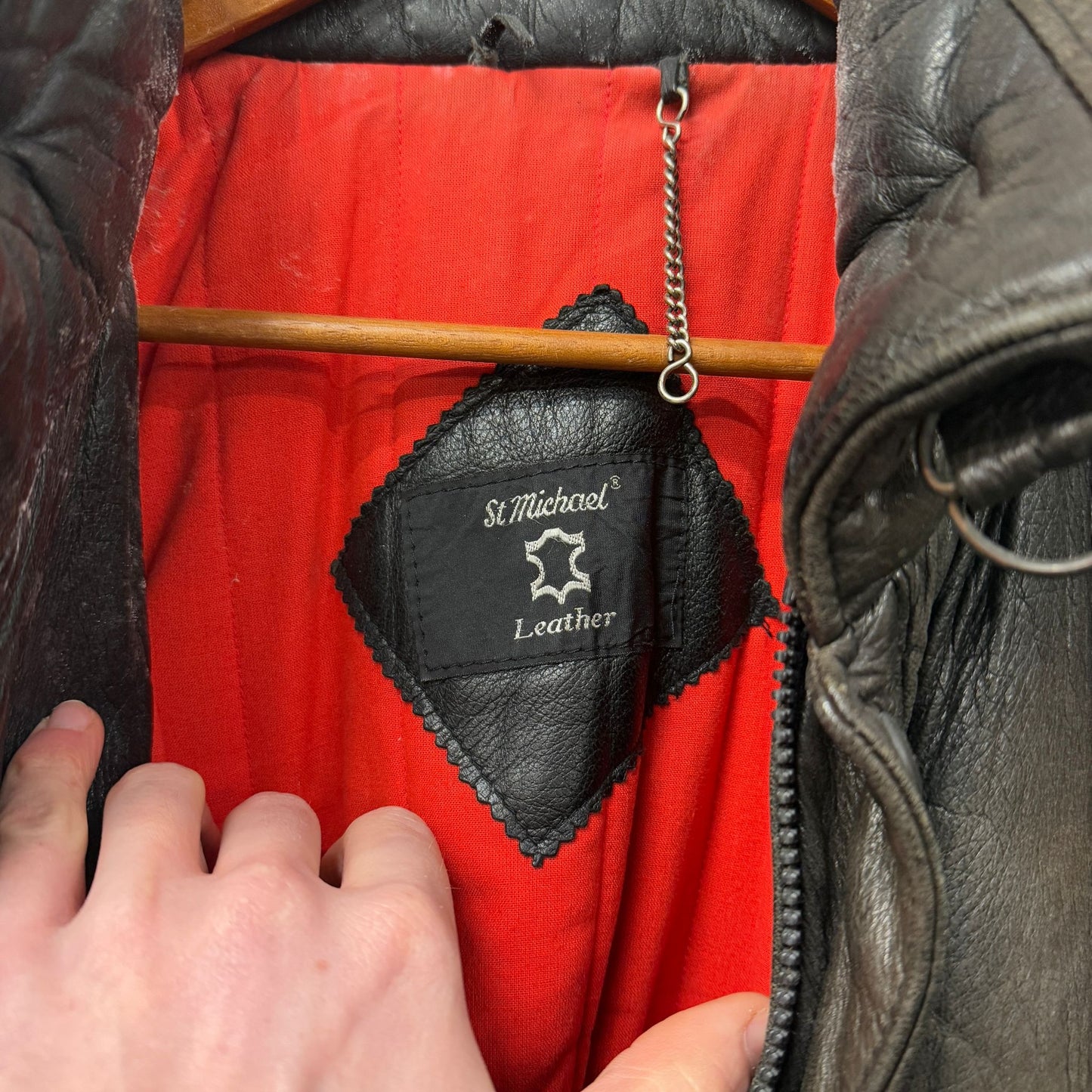 1980s Black Faded Leather St Michael Jacket