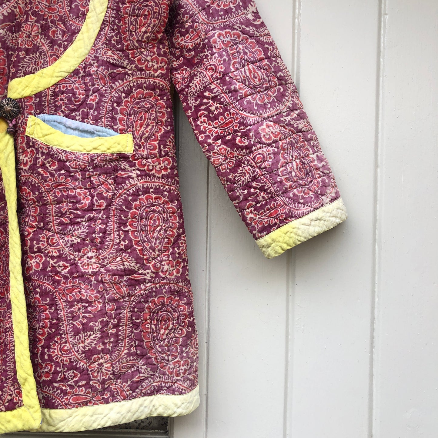 1970s Pink Indian Cotton Quaze Quilted Jacket