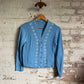 1970s Blue Flock Print Cardigan Jumper