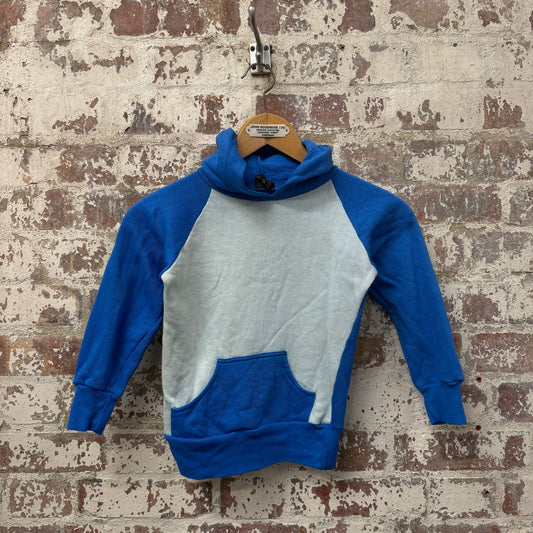 1970s Blue Raglan Kids Hoodie