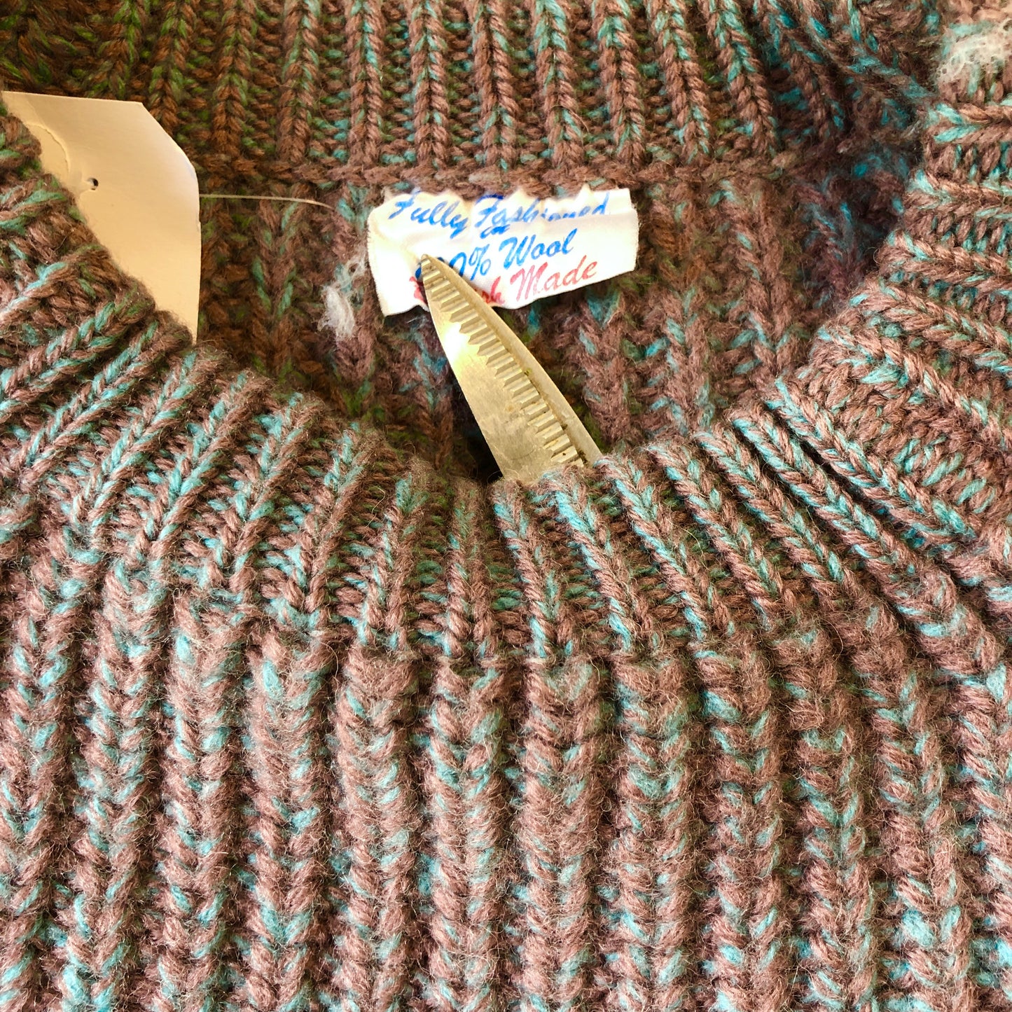 1970s Two Tone Wool Fisherman Knitted Jumper