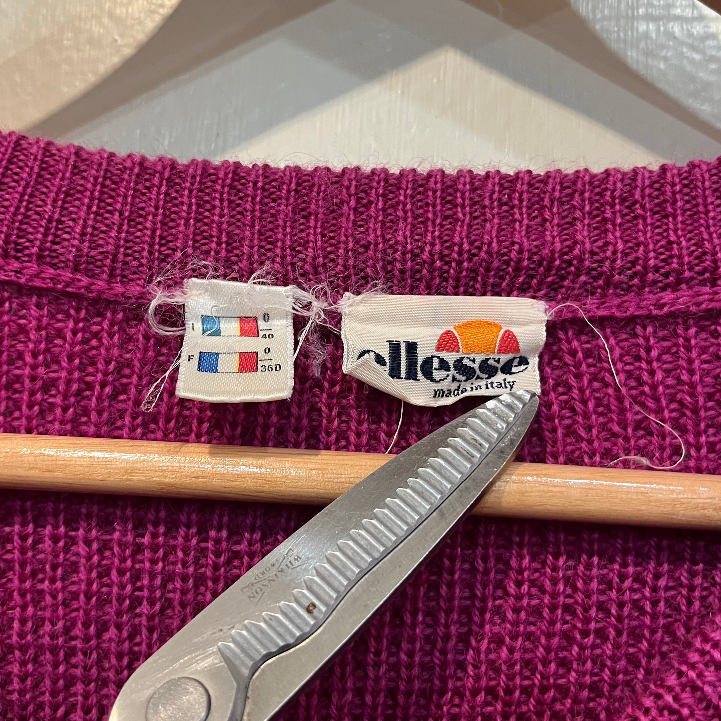 1980s Purple Ellesse V-Neck Knitted Jumper