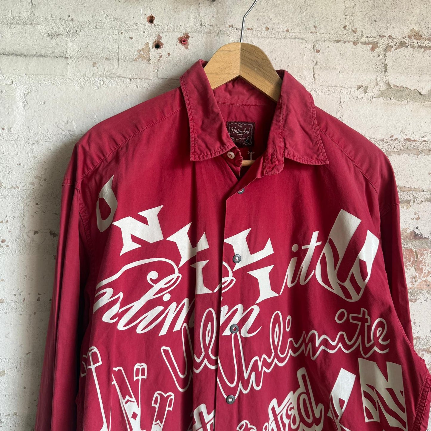 1990s Red Unlimited Graphic Button Shirt