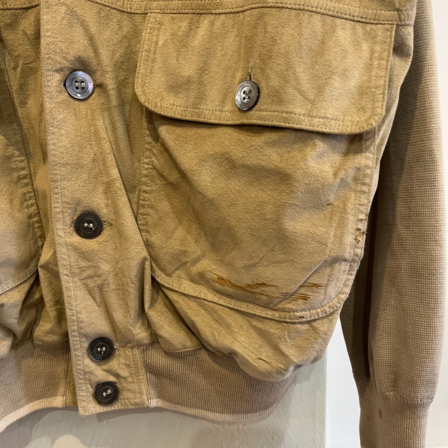 1960s Beige Italian Button Up Suede Jacket