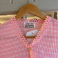 1970s 1980s Pink Knitted Button Cardigan Jumper