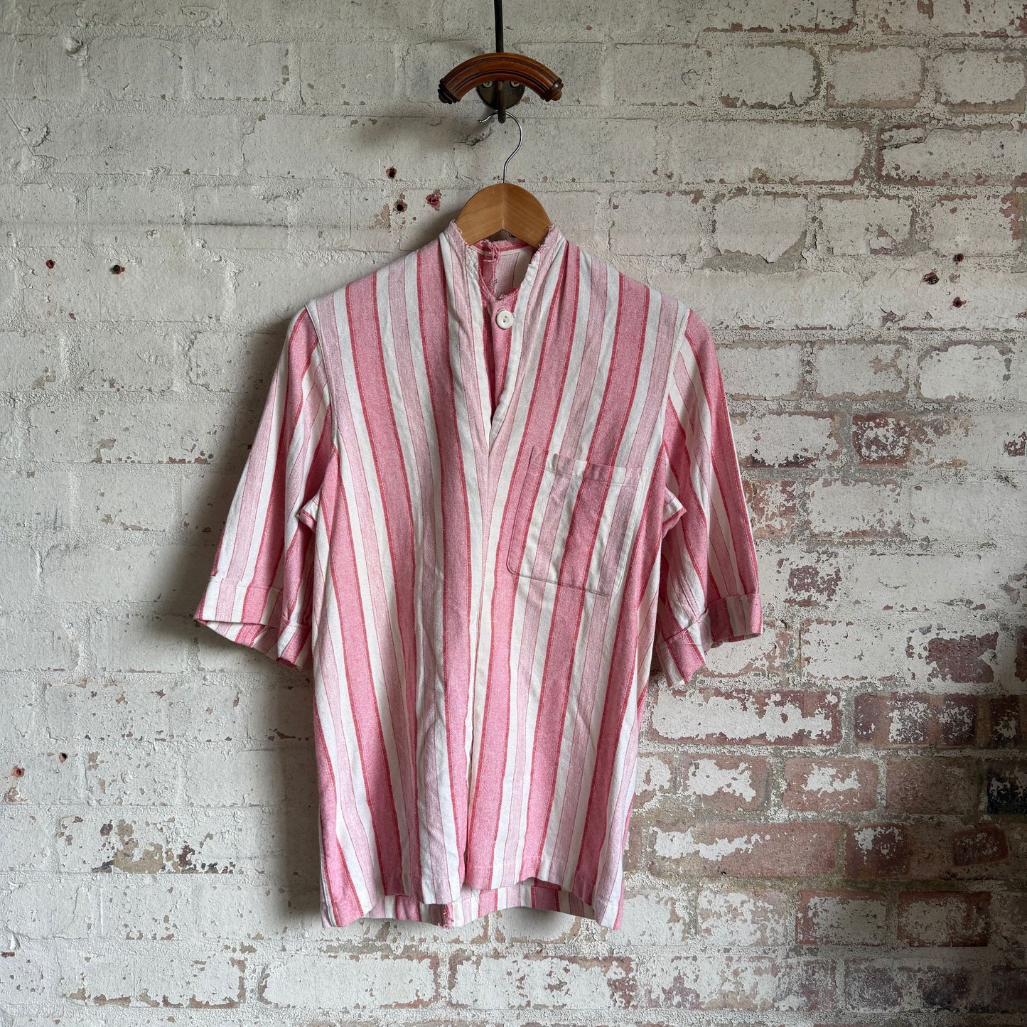 1940s Unusual British Pink Striped Shirt