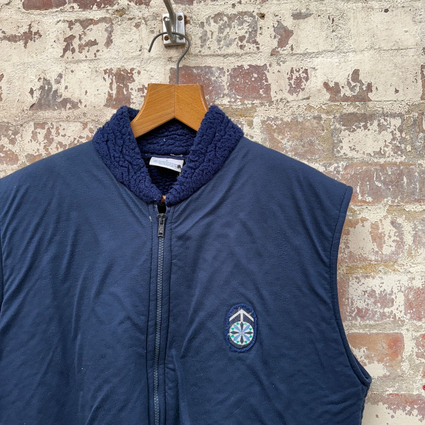 1980s Navy Shearling Fleece Gilet Jacket