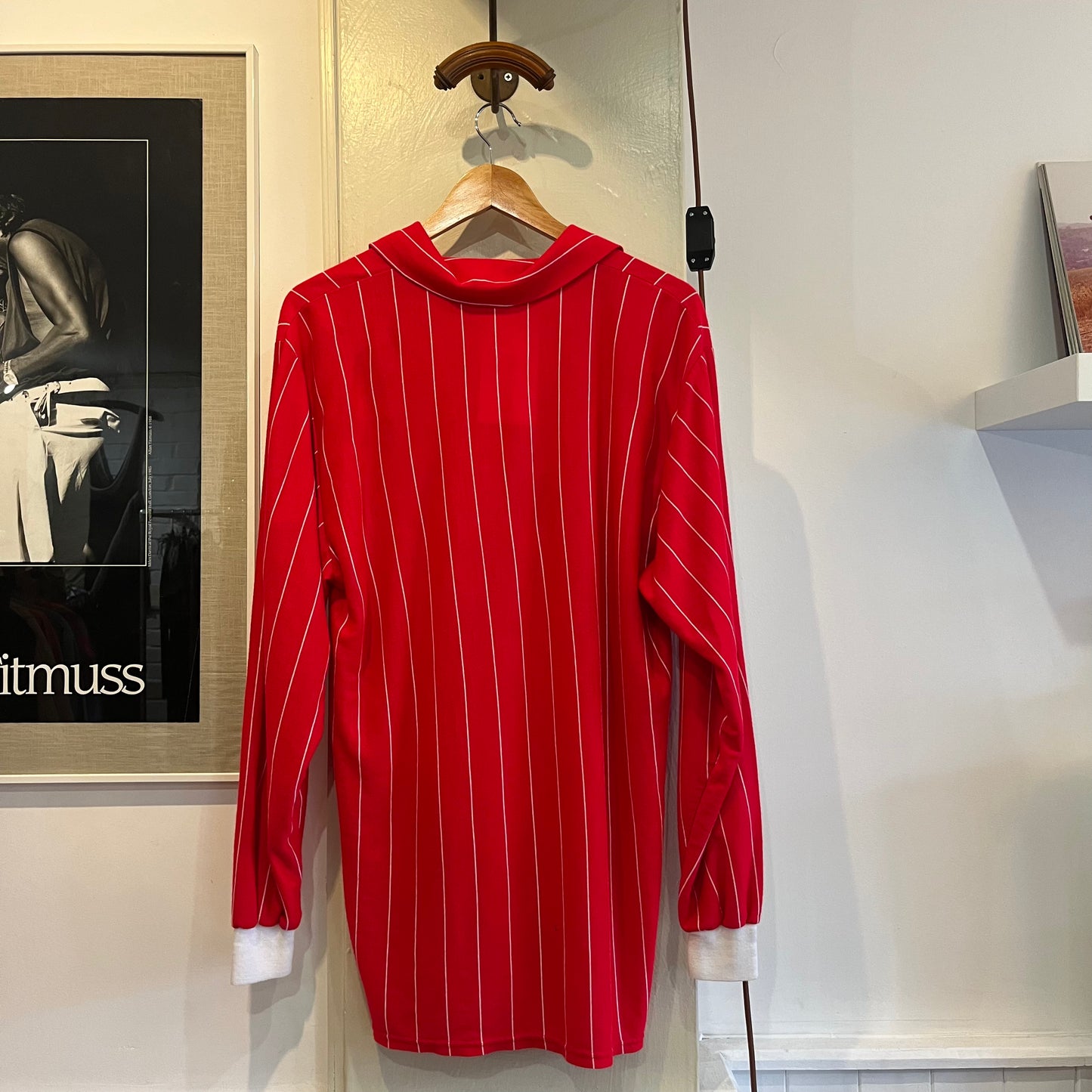 1970s Red Knitted Striped Football Template Shirt