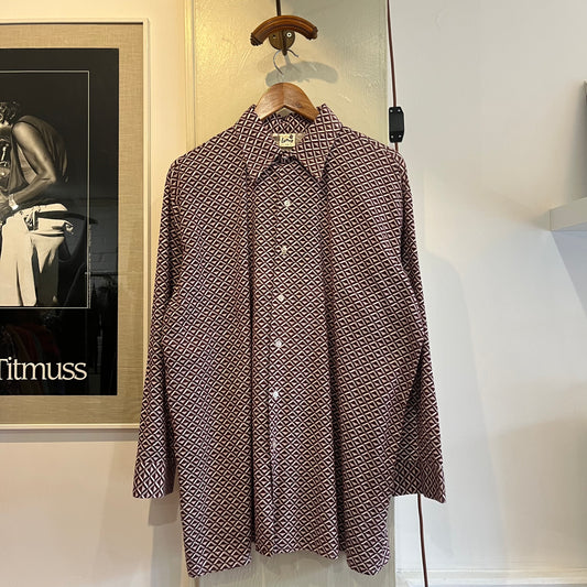 1970s European Patterned Button Up Shirt