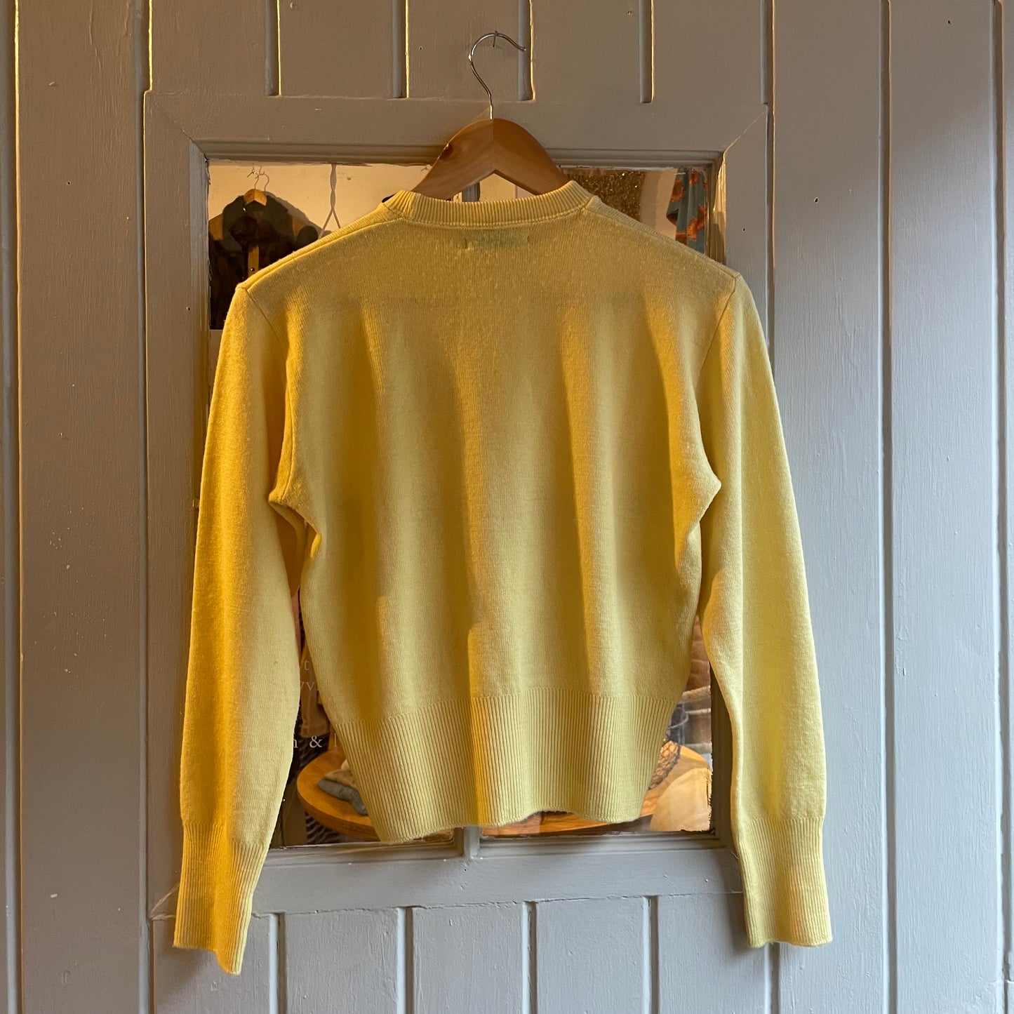 1950s Yellow Ribbed British Knitted Jumper