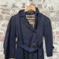 1930s 1940s Navy Gaberdine Belted Mac Jacket
