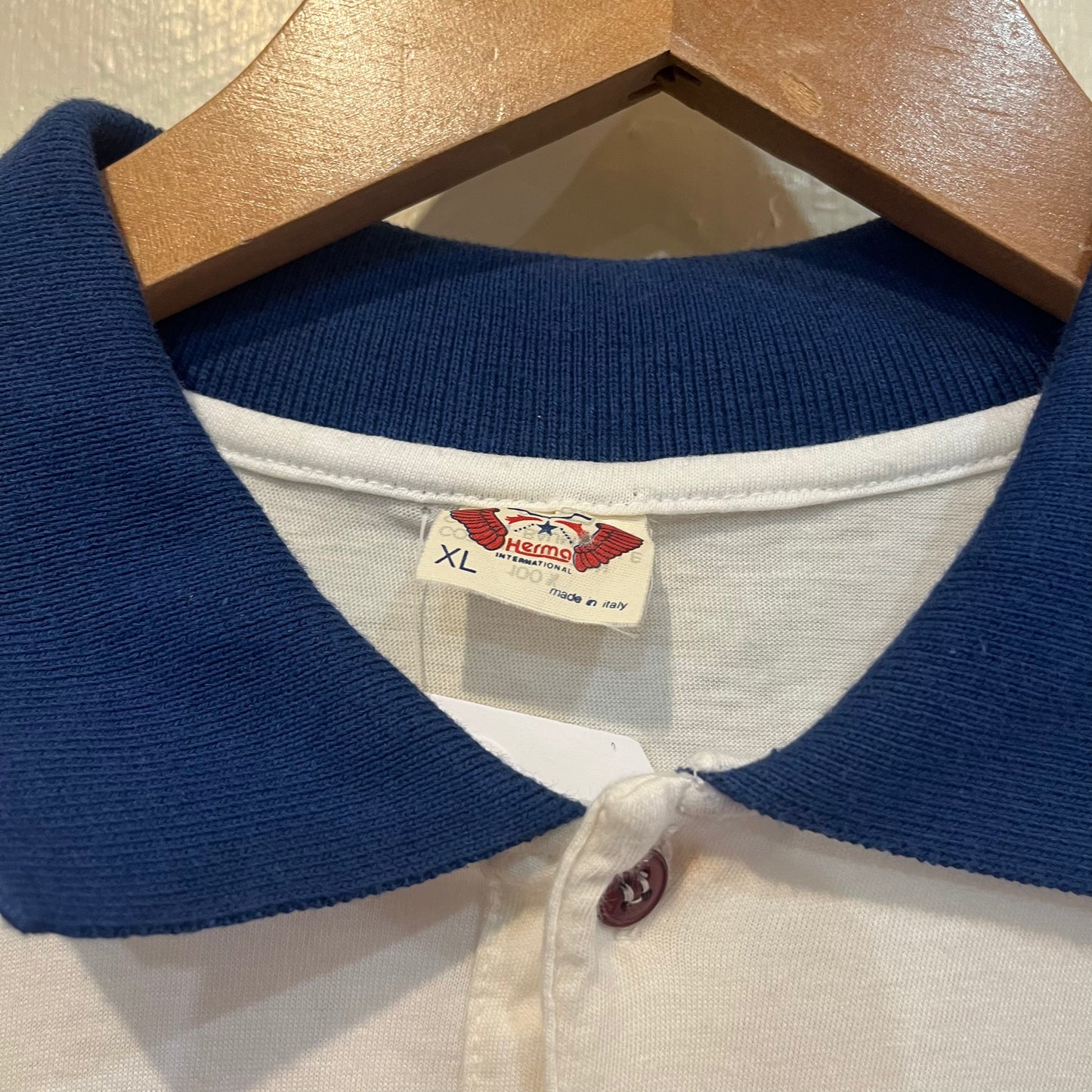 1990s White Print Polo Shirt