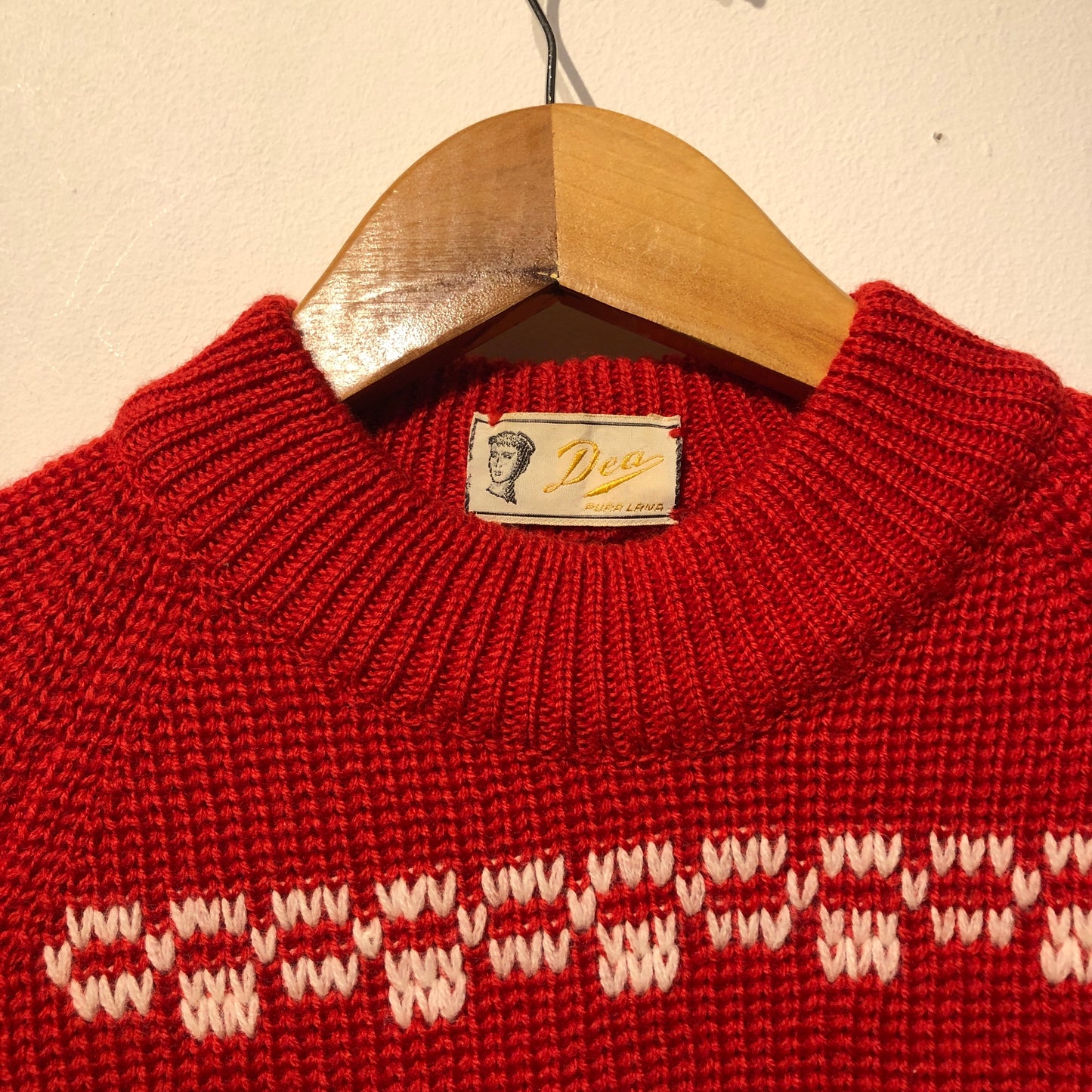 1960s Red Wool Knitted Jumper