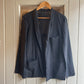 1980s Black Linen Open Blazer Style Jacket