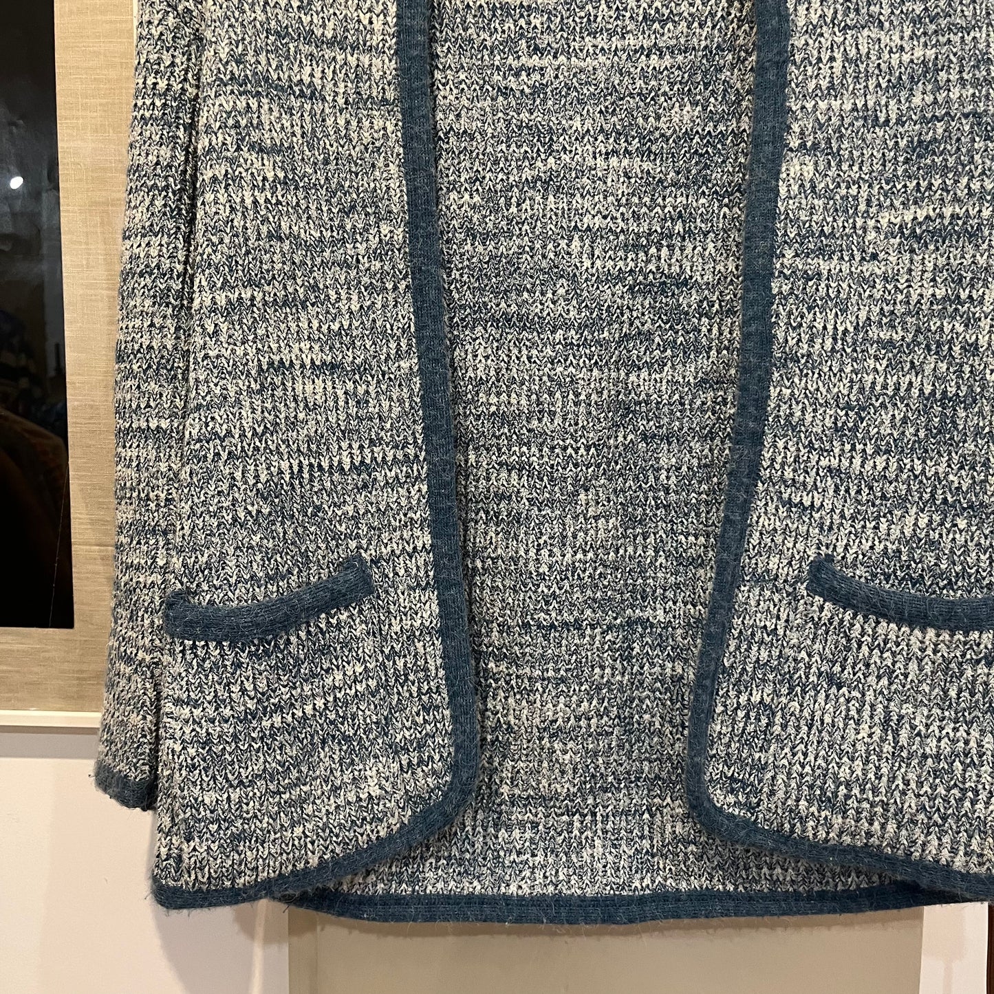 1970s Blue Womens Knitted Cardigan Jumper