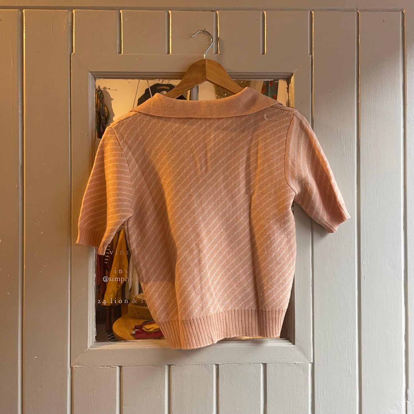 1960s Italian Peach Knitted Stripe Shirt Top