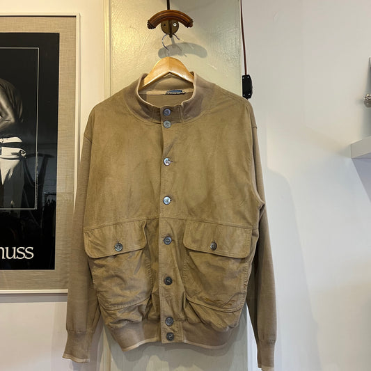 1960s Beige Italian Button Up Suede Jacket
