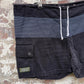 1980s Black Striped Board Shorts