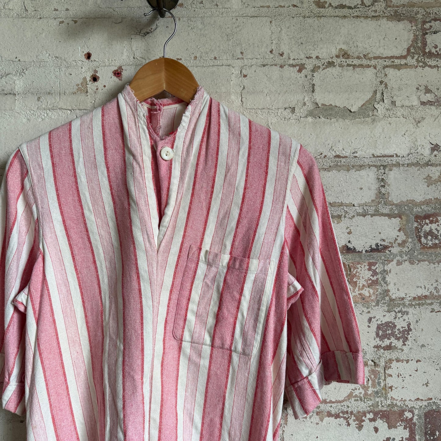 1940s Unusual British Pink Striped Shirt