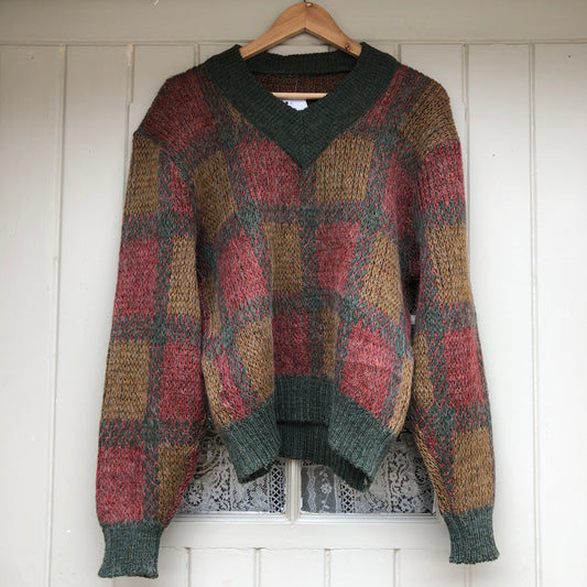 1970s Checkered Knitted Jumper