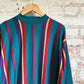 1980s Multicoloured Mock Neck Stripe Top