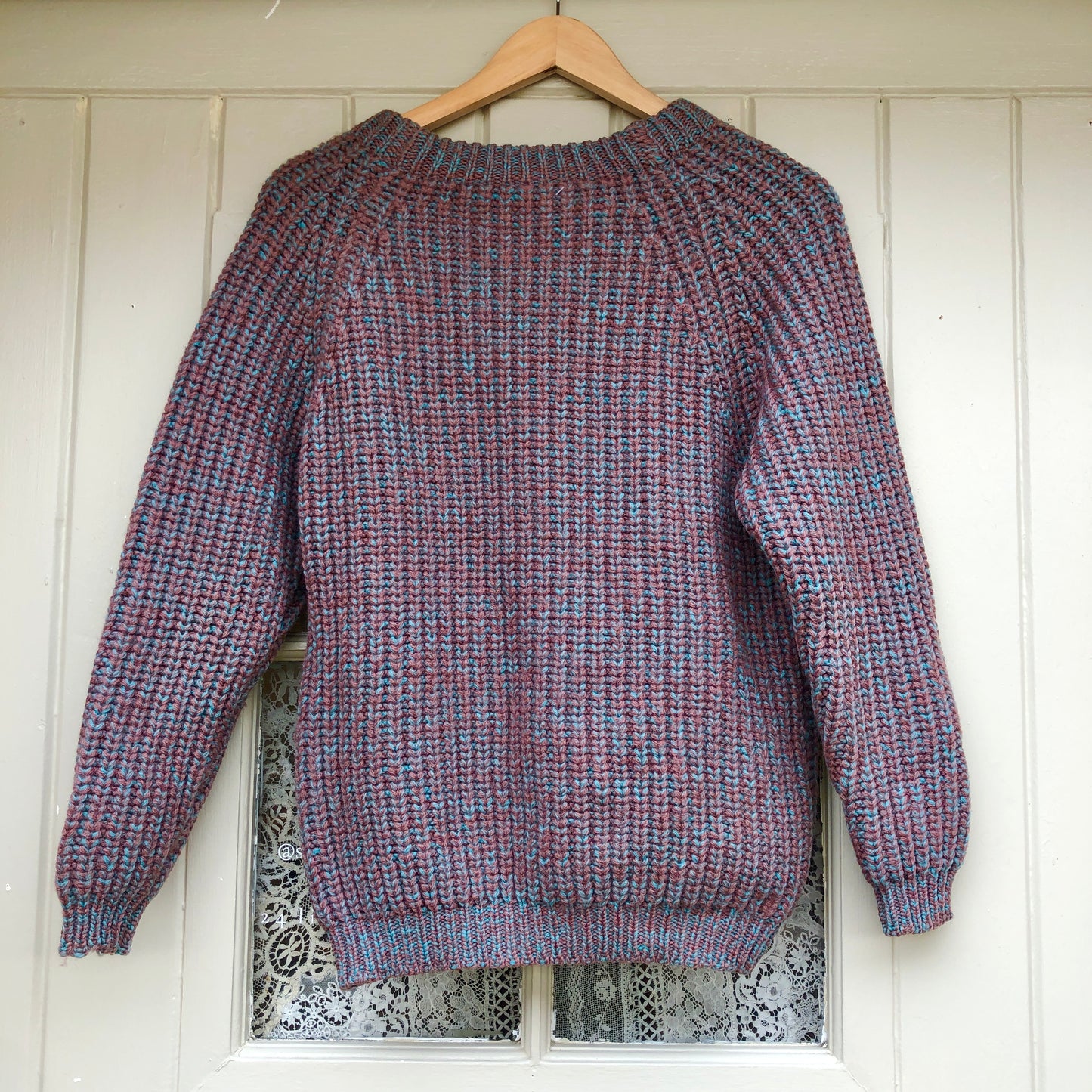 1970s Two Tone Wool Fisherman Knitted Jumper