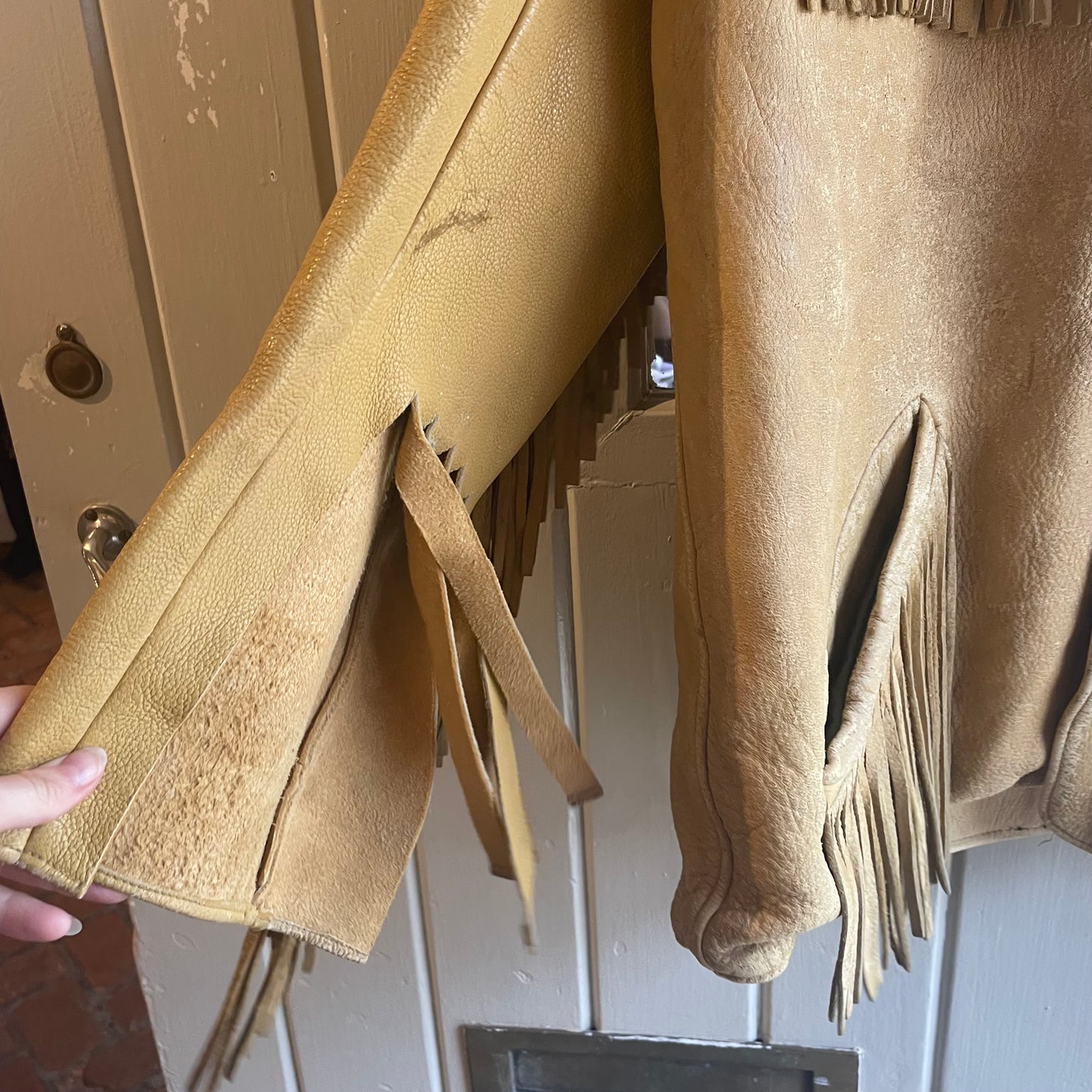 1950s Beige Wester Tassel Leather Jacket