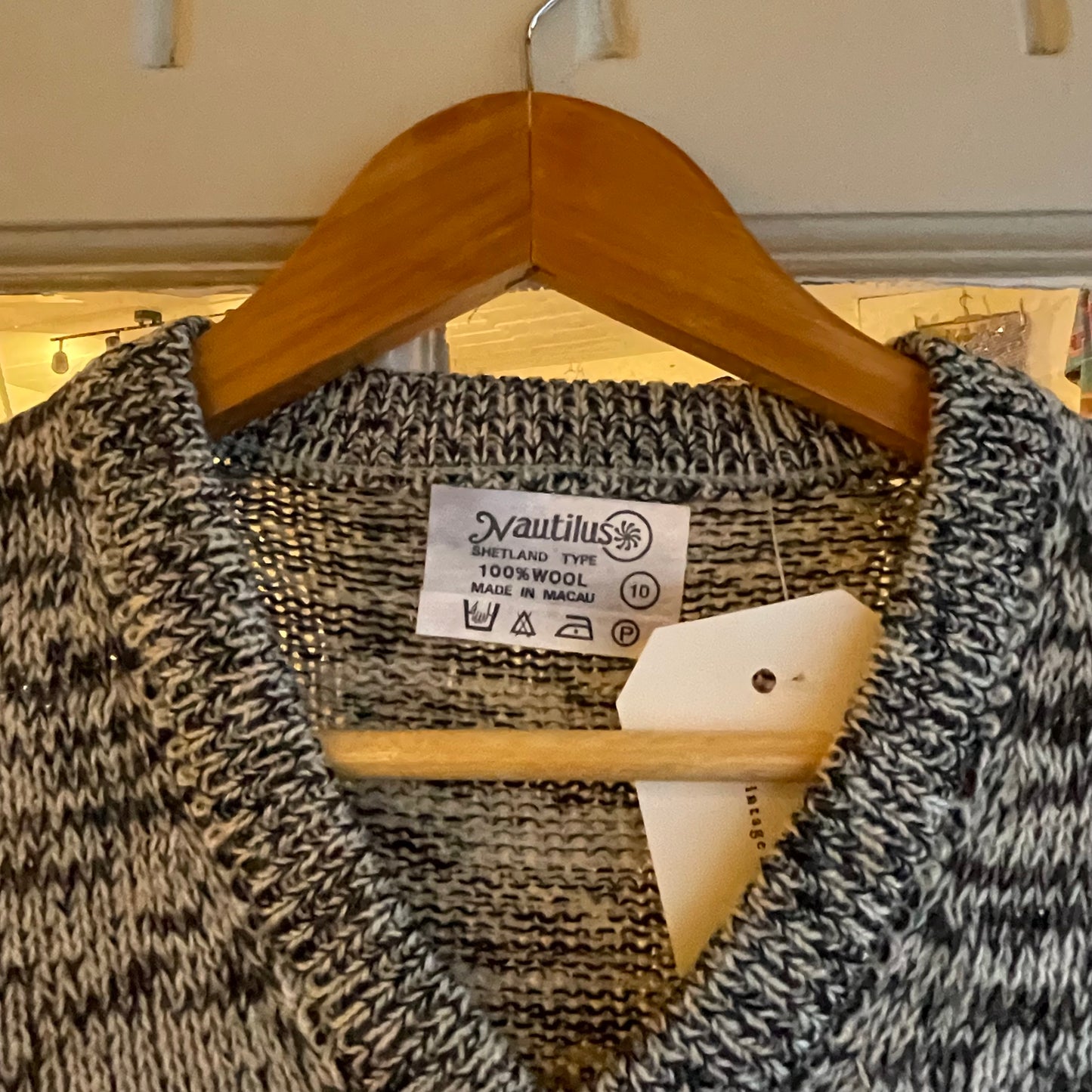 1980s Grey and Black V-Neck Wool Jumper