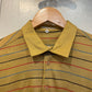 1980s Mustard Striped Polo Shirt Top