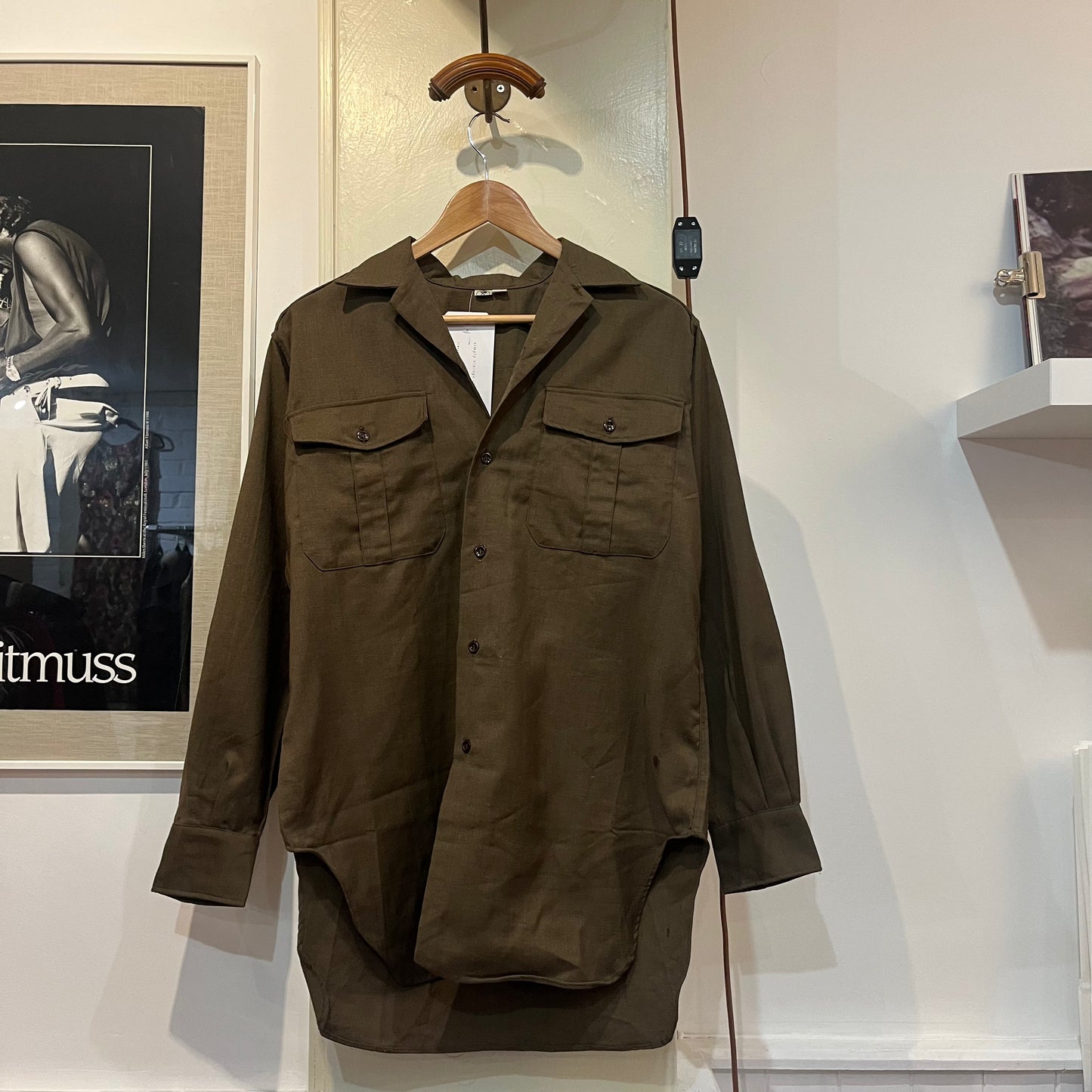 Dark Green Button Down Military Shirt