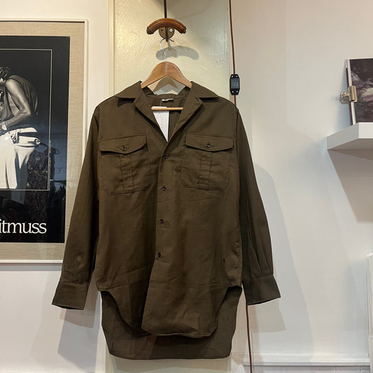 Dark Green Button Down Military Shirt