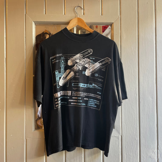 1990s Black Star Wars Graphic T-shirt