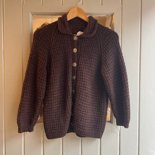 1960s Brown Knitted Buttoned Cardigan Jumper